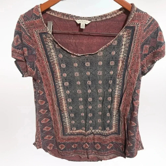 Lucky‎ Brand women’s red and blue linen blouse size Medium - Picture 2 of 5